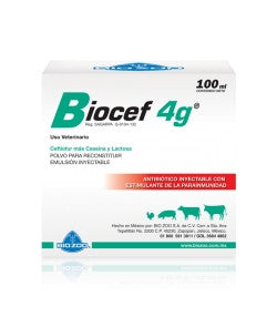 Biocef 4g Frasco con polvo y diluyente para reconstituir a 100 ml.