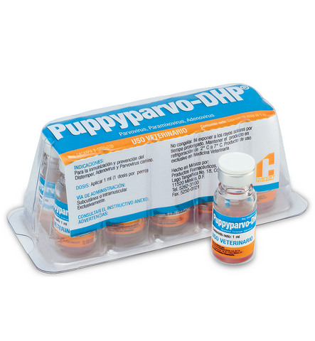 Vacuna Puppyparvo DHP Caja con 10 dosis REQUIERE TRANSPORTARSE EN FRÍO LLAME PARA COTIZAR ENVÍO