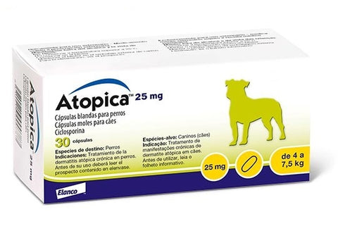 Atopica 25 mg 4 a 7.5 kg   30 Cápsulas (Tratamiento de Dermatitis)