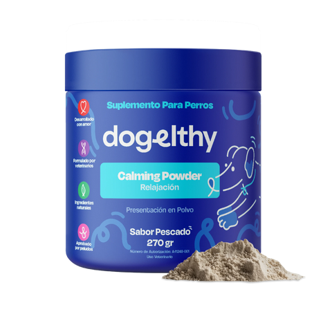 Dogelthy CALMING POWDER 270 gr ( Calmante / Relajante Natural para Hiperactividad o Estrés Sabor a Pescado )