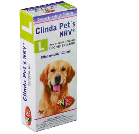Clinda Pets NRV L  30 Tabletas  ( Clindamicina 125 mg ) ClindaPets
