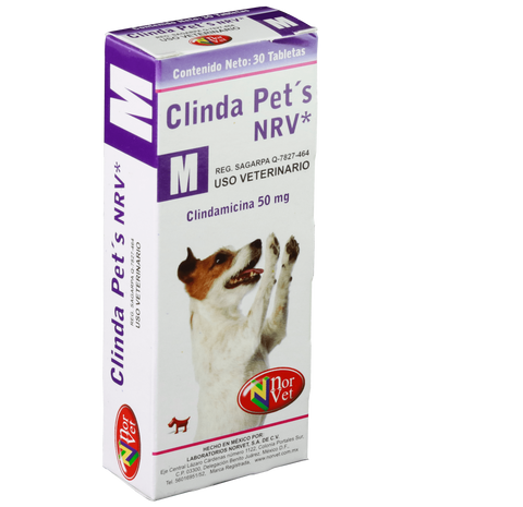 Clinda Pets NRV M  30 Tabletas  ( Clindamicina 50 mg ) ClindaPets