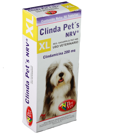 Clinda Pets NRV XL 30 Tabletas  ( Clindamicina 200 mg ) ClindaPets