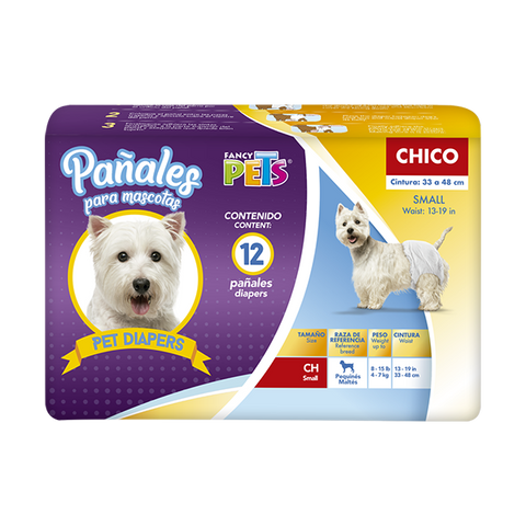 Pañales para perro CHICO 12 pzas (33 a 48 cm)