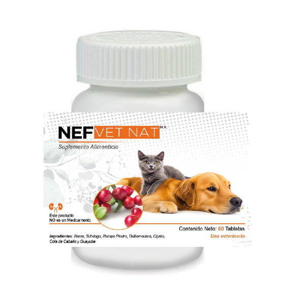 Nef VetNat 100 Tabletas  Vías Urinarias Antes Renal VetNat  (Renalvetnat)