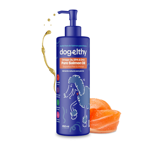 Dogelthy PURE SALMON OIL 450 mL (Aceite Puro de Salmon Pelaje, Piel y Articulaciones)