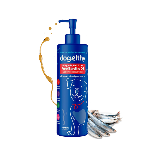Dogelthy PURE SARDINE OIL 450 mL (Aceite Puro de Sardina Pelaje, Piel y Articulaciones)