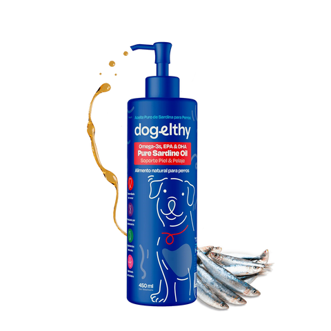 Dogelthy PURE SARDINE OIL 450 mL (Aceite Puro de Sardina Pelaje, Piel y Articulaciones)