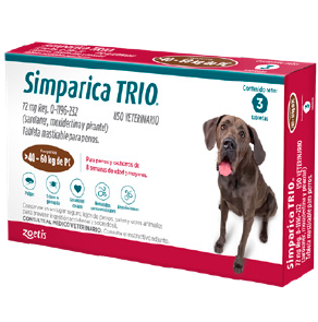 Simparica TRIO  72 mg  40.1 - 60 kg 3 tabletas AGOTADO