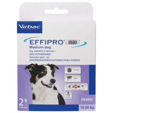 Effipro Duo Medium Dog para perros de  10-20 kg 2 pipetas ( Fipronil - Piriproxifen)