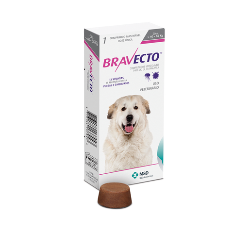 Bravecto XG 1400 mg  40 - 56 kg Comprimido Masticable para control de Pulgas y Garrapatas