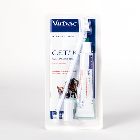 C.E.T. KIT  ( Kit Dental gatos y perros ) pasta - cepillo - dedal  CET KIT