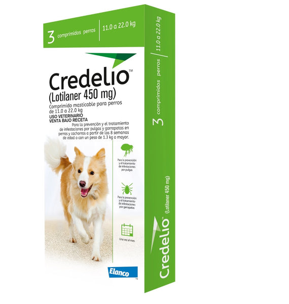 Credelio 11-22 kg  3 tabletas ( 450 mg Lotilaner ) Pulgas y Garrapatas