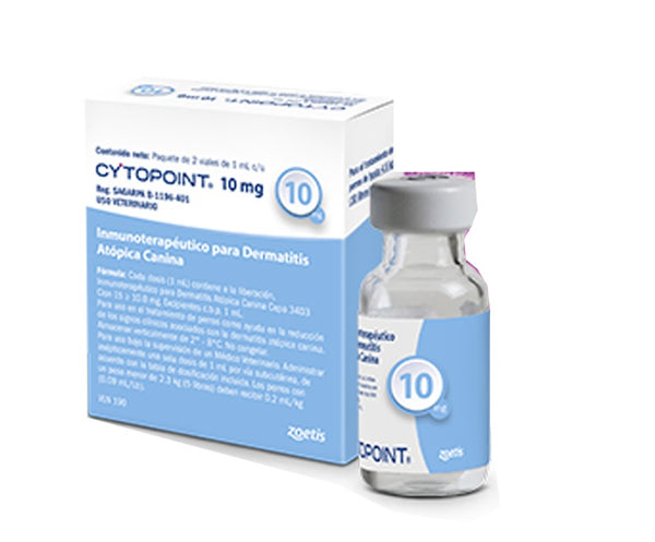 Cytopoint 10 mg 2 viales (TRATAMIENTO PARA DERMATITIS) REQUIERE TRANSPORTARSE EN FRÍO LLAME PARA COTIZAR ENVÍO