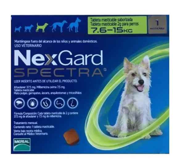 NexGard Spectra Tableta masticable para perro Mediano 7.6-15 kg
