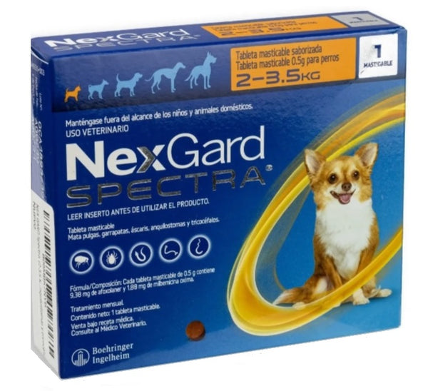 NexGard Spectra Tableta maticable para perro Extra Chico  2-3.5 kg