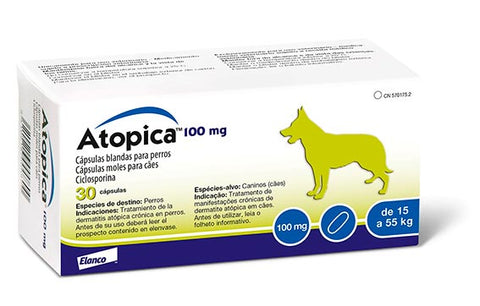 Atopica 100 mg 15 a 55 kg   30 Cápsulas (Tratamiento de Dermatitis)