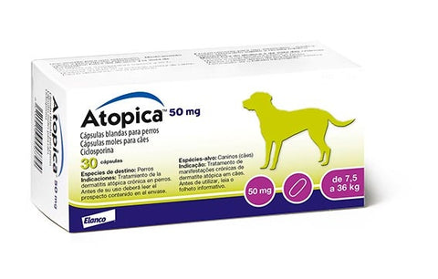 Atopica 50 mg 7.5 a 36 kg  30 Cápsulas (Tratamiento de Dermatitis)