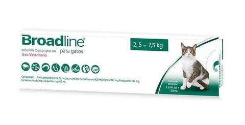 Broadline gatos L 2.5 a 7.5 kg  solución tópica .9 mL (parásitos internos y externos) TEMPORALMENTE AGOTADO