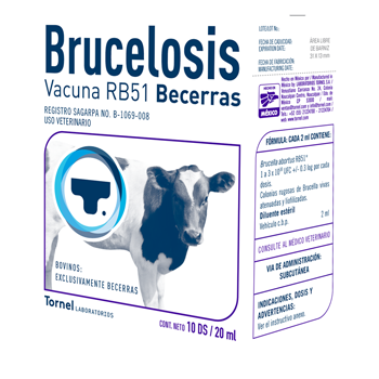 RB51 Brucelosis Becerras Frasco con 10 Dosis – 20 ml REQUIERE TRANSPORTARSE EN FRÍO LLAME PARA COTIZAR ENVÍO