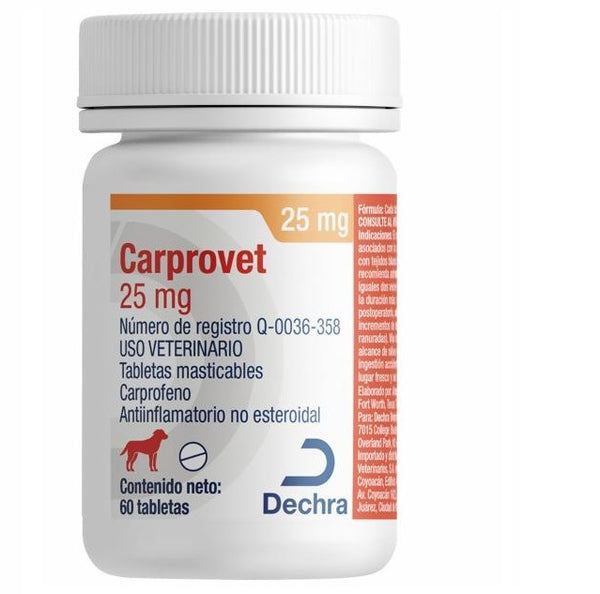 Carprovet 25 mg 60 Tabletas Masticables ( Carprofeno ) AGOTADO TEMPORALMENTE