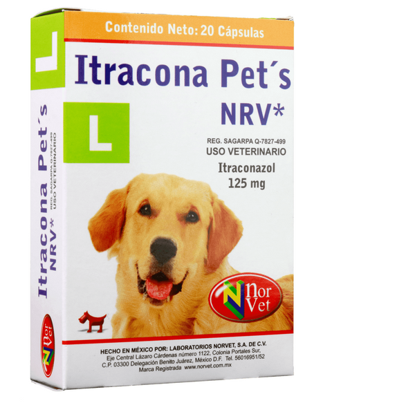 Itracona Pets NRV L  20 cápsulas ( Itraconazol 125 mg )