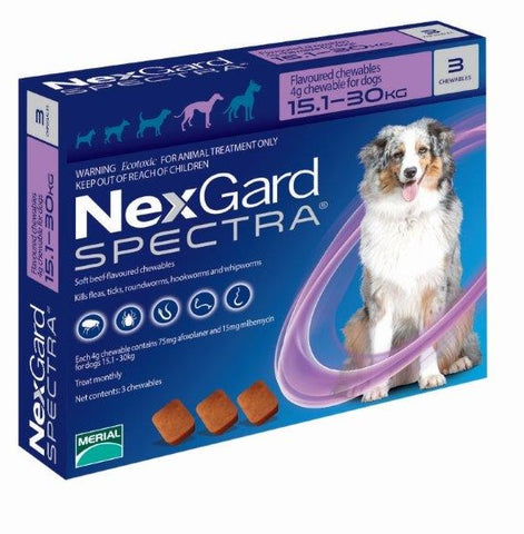 NexGard Spectra Tableta masticable para perro Grande 15.1-30 kg ( 3 Tabletas )