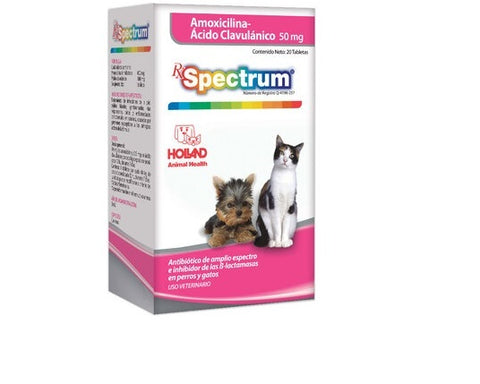Spectrum® Amoxicilina y Ácido Clavulánico 50 mg 20 tabletas