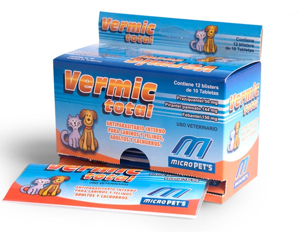 Vermic Total 120 tabletas (12 blisters 10 tabletas ) Desparasitante